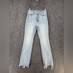 Old Navy Extra High Rise Kicker Boot Cut Distress Button Fly Jeans Women’s 4